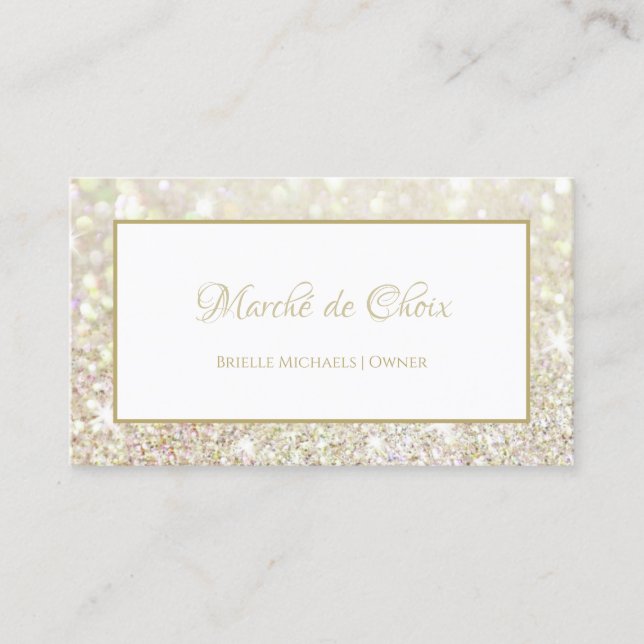 Luxe White Guld Glitter Elegant Beauty Boutique Visitkort (Framsida)