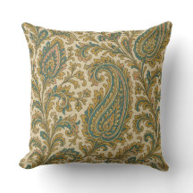 LuxeLayers Paisley Elegance Throw Pillow Teal