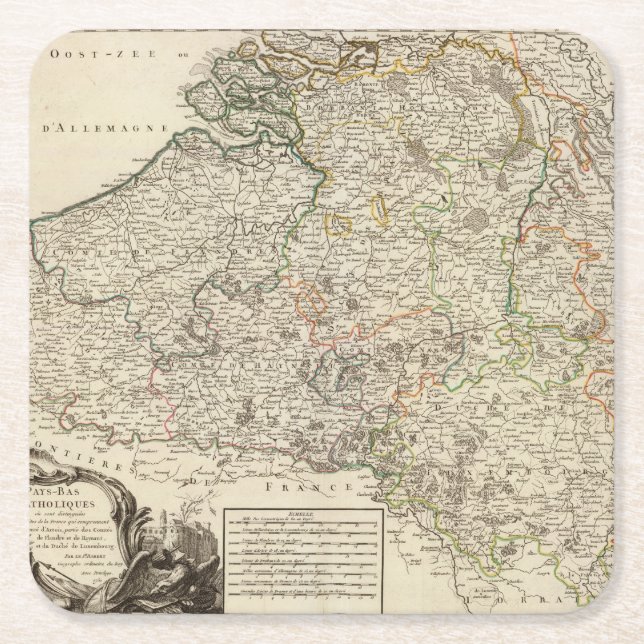 Luxembourg Belgien Underlägg Papper Kvadrat (Framsidan)