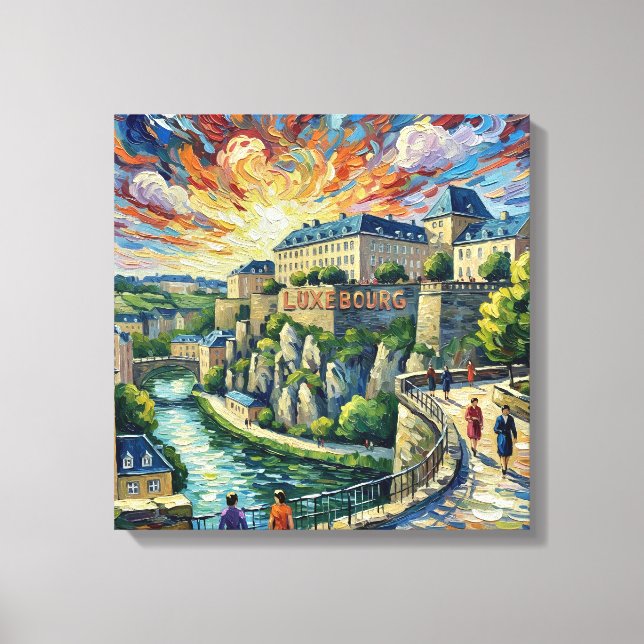 Luxembourg City Fortress Panoramic Stretched Canva Canvastryck (Framsida)