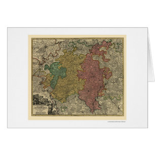 Luxembourg Europa karta 1712 Hälsningskort