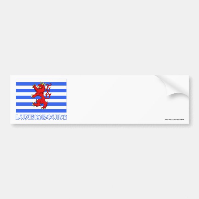 Luxembourg flagga (de facto) med namn bildekal (Framsidan)