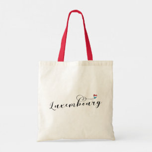 Luxembourg Flagga Heart, Luxembourg Tote Bag Tygkasse