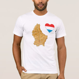 Luxembourg Flagga Heart och Karta T-Shirt
