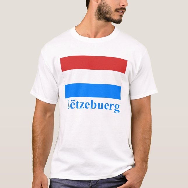 Luxembourg flagga med namn i Luxembourgian Tee Shirt (Framsida)