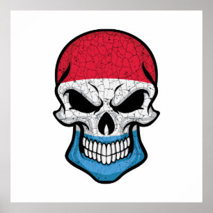 Luxembourg Smiling Skull Flagga Poster