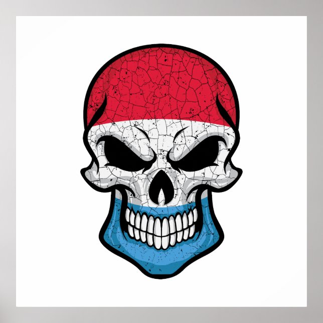 Luxembourg Smiling Skull Flagga Poster (Framsidan)