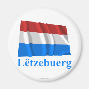 Luxembourg som vinkar flagga med namn i magnet
