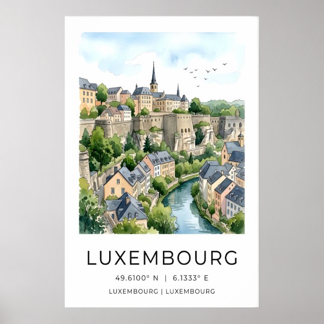 Luxembourg Stad Väggscen Resa Poster (Framsidan)