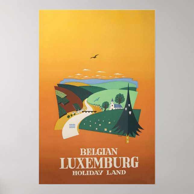 Luxembourg Travel Poster Belgium Art Print (Framsidan)