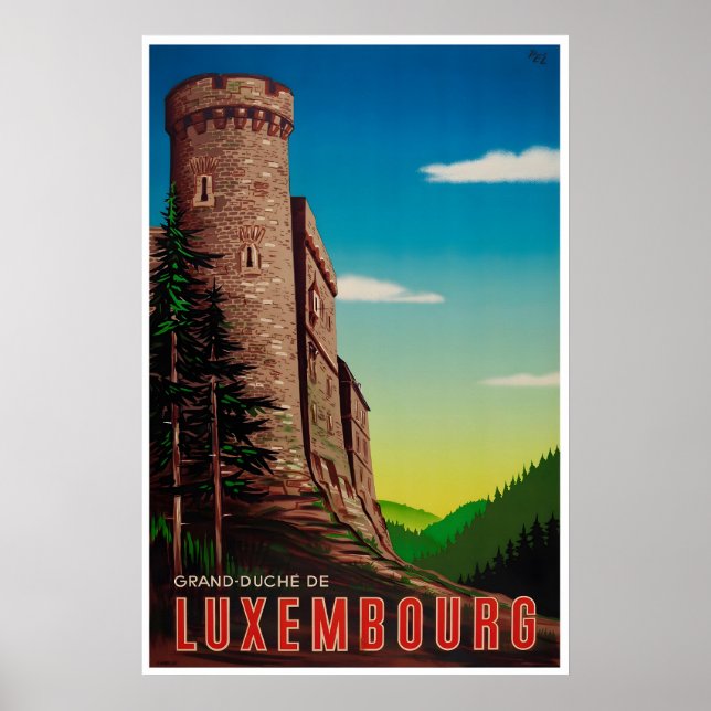 Luxembourg Tryck Europa Resa Poster Art (Framsidan)