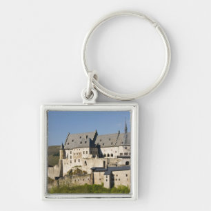 Luxembourg, Vianden. Vianden Chateau (från 1400-ta Fyrkantig Silverfärgad Nyckelring