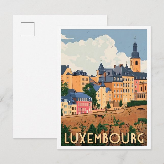 Luxembourg Vintage Resor  Vykort (Fram/baksida)