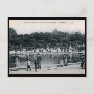 Luxembourgträdgården, Paris, Frankrike Vintage Vykort