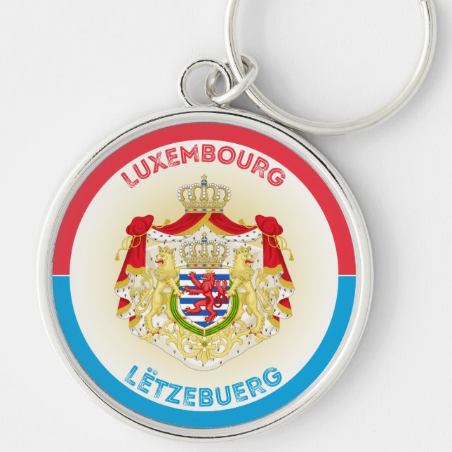Luxemburg Arvsemblem Rund Silverfärgad Nyckelring (Framsidan)
