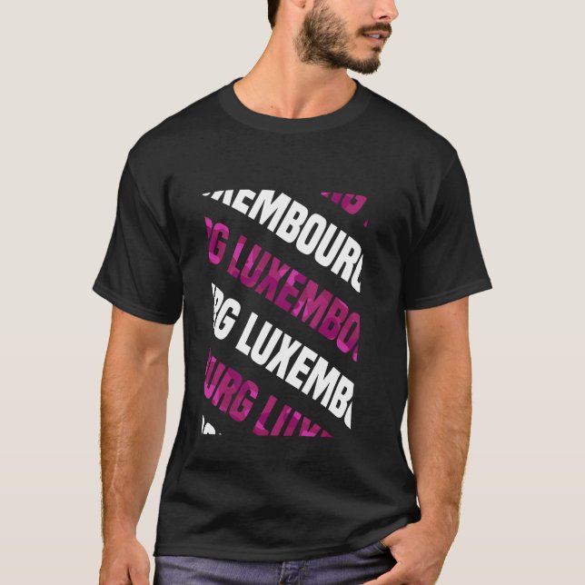 Luxemburg Camo Mönster Rosa Camouflage T Shirt (Framsida)