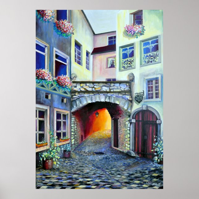 Luxemburg City - Bohemian Courtyard Poster (Framsidan)