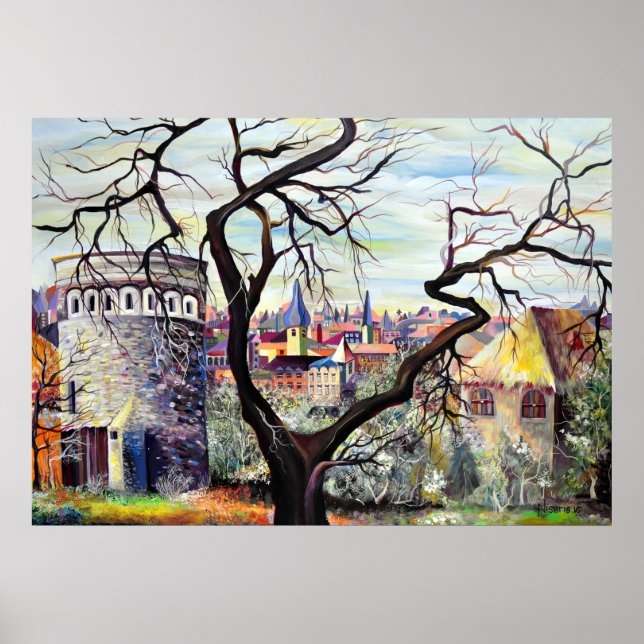 Luxemburg City - Psychedelic Plateau Du Rham Poster (Framsidan)
