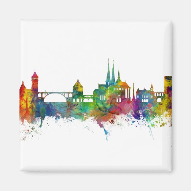 Luxemburg City Skyline Magnet (Framsidan)