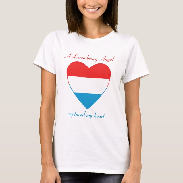 Luxemburg Flag Lysshjärta T-Shirt (Framsida)
