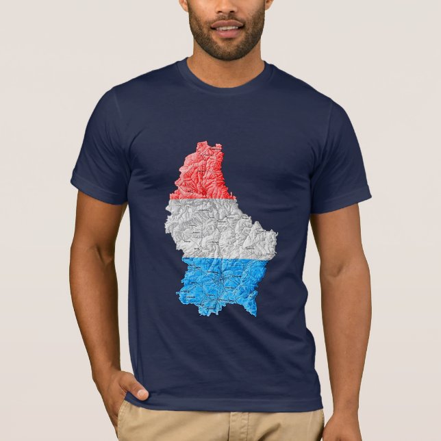 Luxemburg Flagcolor Karta T-Shirt (Framsida)