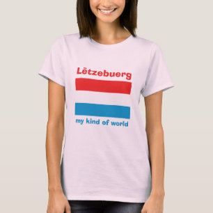Luxemburg flagg + karta + text T-shirt