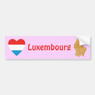 Luxemburg Flagga Hjärta + Karta Bildäckslapp Bildekal