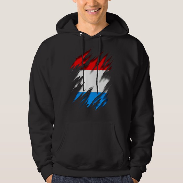 Luxemburg Flagga Hoodie (Framsida)