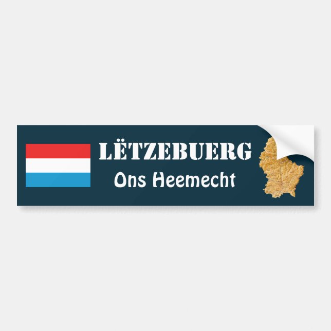 Luxemburg Flagga + Karta Bildäckslapp Bildekal (Framsidan)