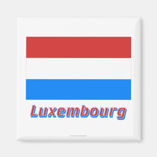 Luxemburg Flagga med Namn Magnet (Framsidan)