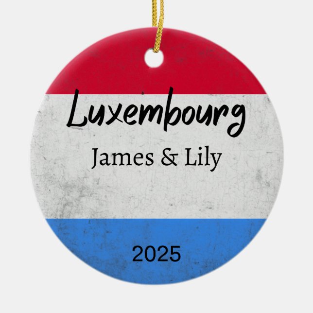 Luxemburg Flagga Ornament, Personlig Luxemburg Julgransprydnad Keramik (Framsidan)