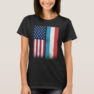 Luxemburg Flagga Shirt USA och Luxemburg Flaggor P T