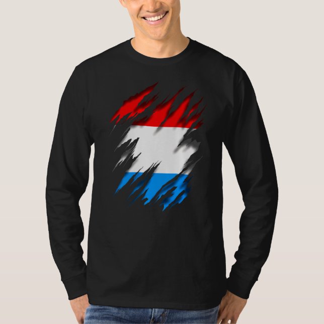 Luxemburg Flagga T Shirt (Framsida)