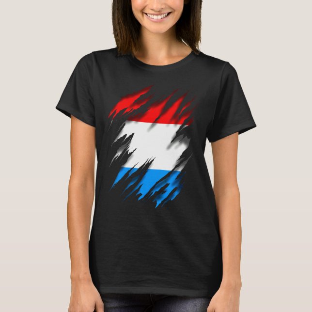 Luxemburg Flagga T Shirt (Framsida)