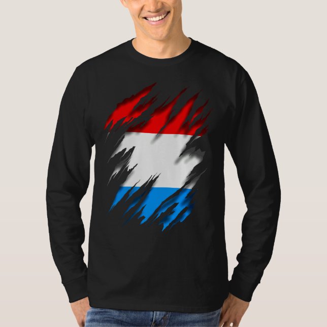 Luxemburg Flagga T Shirt (Framsida)