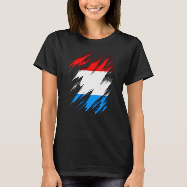 Luxemburg Flagga T Shirt (Framsida)