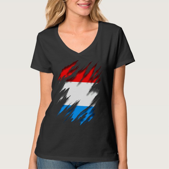Luxemburg Flagga T Shirt (Framsida)