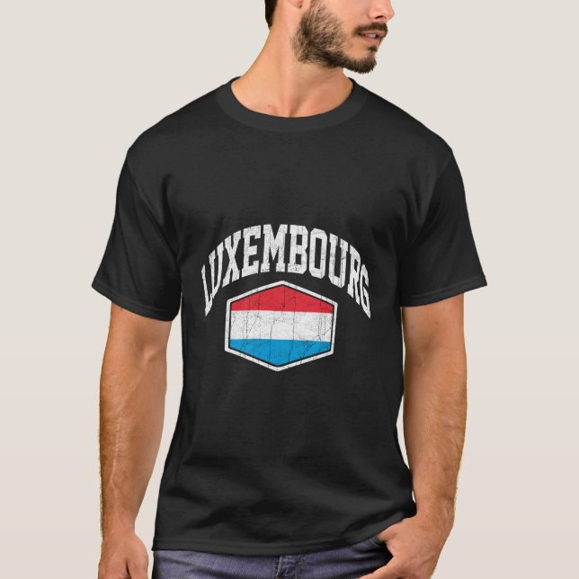 Luxemburg Flagga Throwback T Shirt (Framsida)