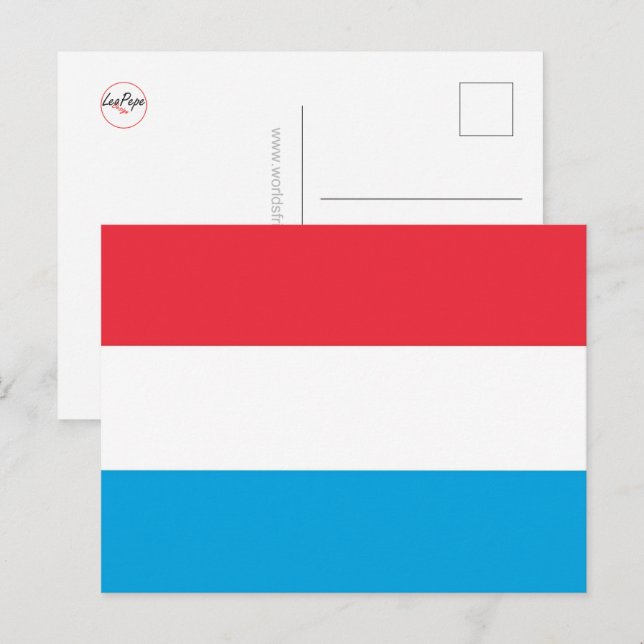 Luxemburg - flagga - vykort (Fram/baksida)