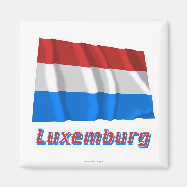 Luxemburg Fliegende Flagge mit Namen Magnet (Framsidan)