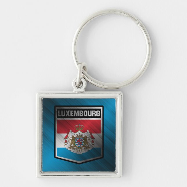 Luxemburg Fyrkantig Silverfärgad Nyckelring (Framsidan)