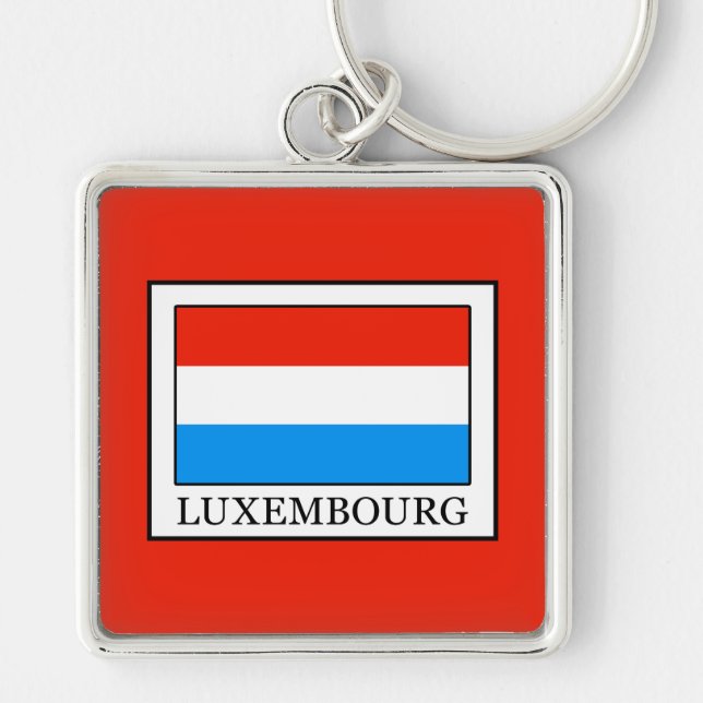 Luxemburg Fyrkantig Silverfärgad Nyckelring (Framsidan)
