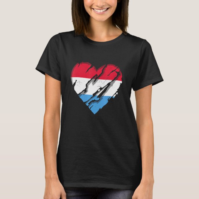 Luxemburg Heart Luxembourg Flagga Luxemburg-Pridet T Shirt (Framsida)