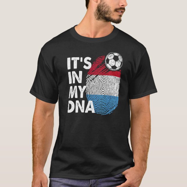 Luxemburg i mitt Dna Luxembourg-Flagga Team Luxemb T Shirt (Framsida)