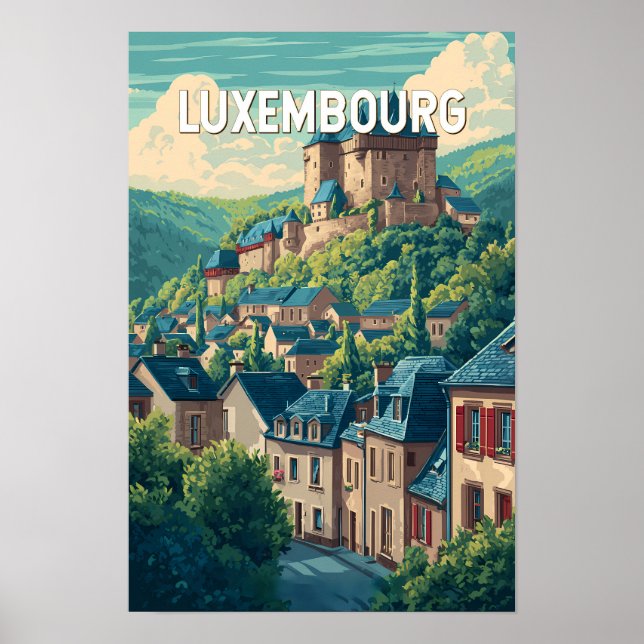 Luxemburg Illustration Resa Konst Vintage Poster (Framsidan)