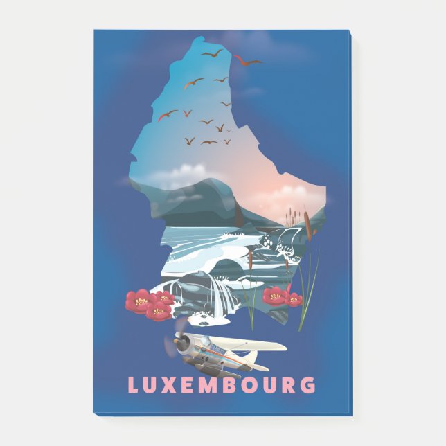 Luxemburg illustrerad reseaffisch. post-it block (Framsida)