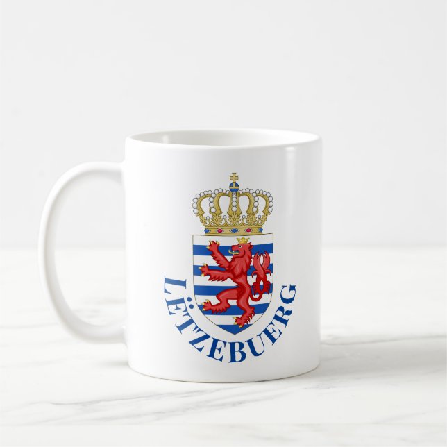 Luxemburg jackar om arm (med namn under) kaffemugg (Vänster)