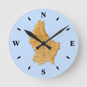 Luxemburg Karta Clock Rund Klocka