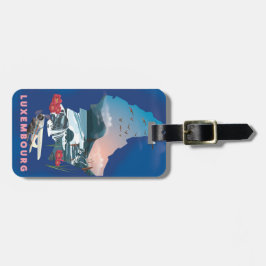 Luxemburg Karta illustrerade reseaffischen. Bagagebricka