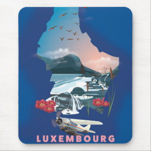Luxemburg Karta illustrerade reseaffischen. Musmatta